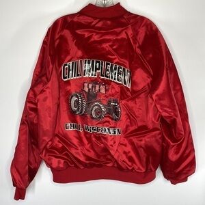 Vintage West Ark Chili, Wi Chili Implement Red Satin Button Snap Jacket XL